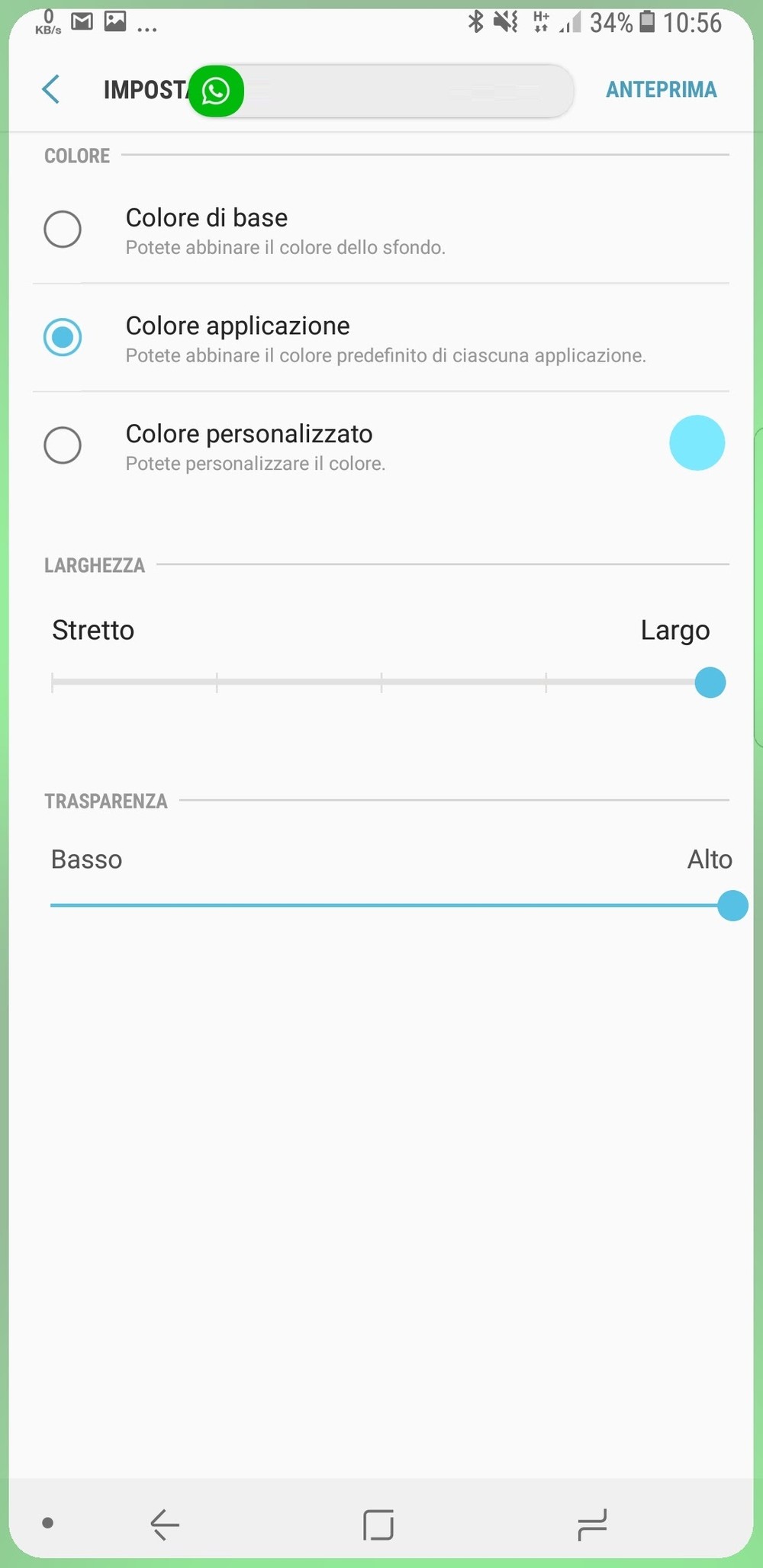 In questo modo per esempio quando vi arriver  un WhatsApp lo schermo si illuminer  di verde con gra nti e larghezze personalizzabili e mostrer  l icona